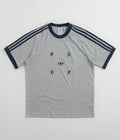 Adidas x Pop Trading Company Classic T-Shirt in Medium Grey Heather and Collegiate Navy