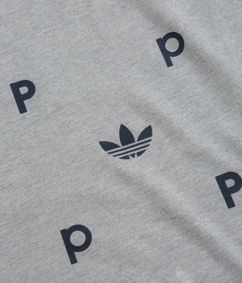Adidas x Pop Trading Company Classic T-Shirt in Medium Grey Heather and Collegiate Navy