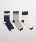 Adidas x Pop Trading Company Crew Socks (3 Pack) in Medium Grey Heather and Collegiate Navy / Chalk White