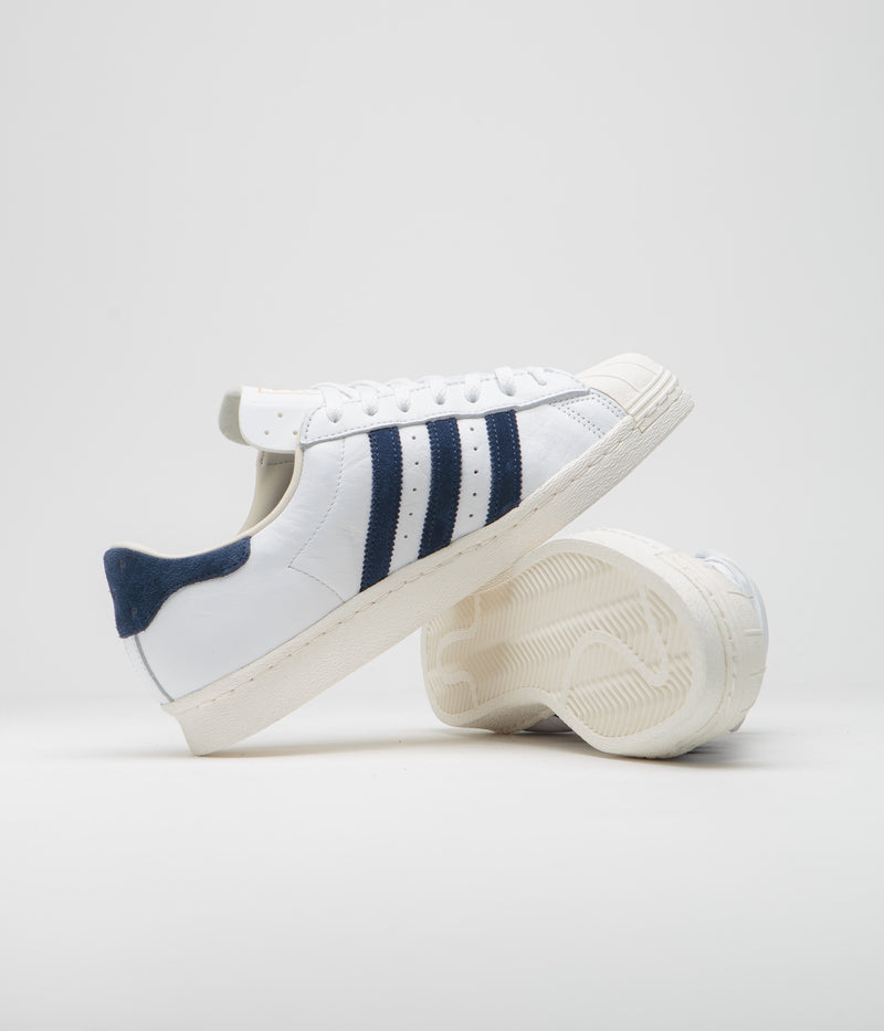 Adidas x Pop Trading Company Superstar ADV shoes in FTWR White and Collegiate Navy / Chalk White