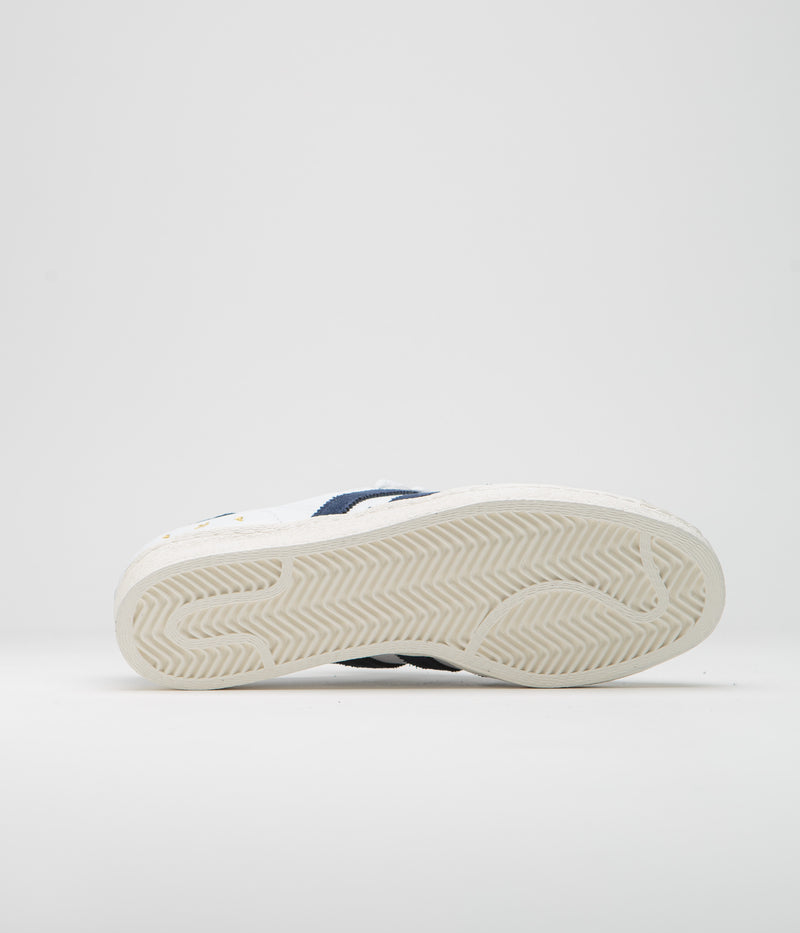 Adidas x Pop Trading Company Superstar ADV shoes in FTWR White and Collegiate Navy / Chalk White