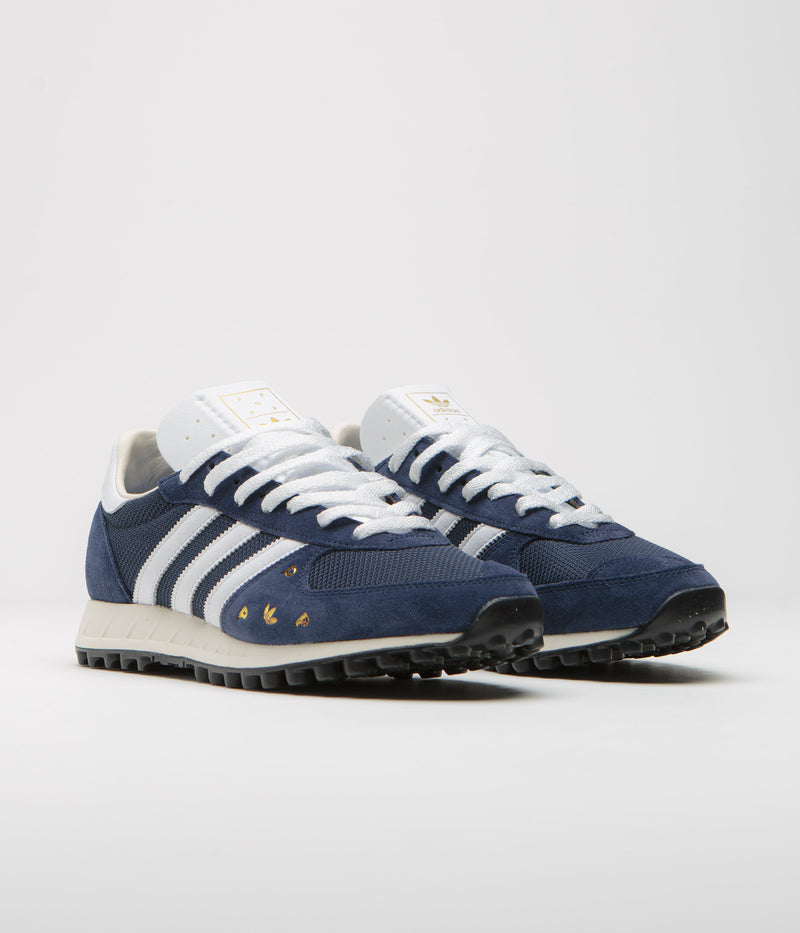 Adidas x Pop Trading Company TRX Shoes in Collegiate Navy and FTWR White / Chalk White