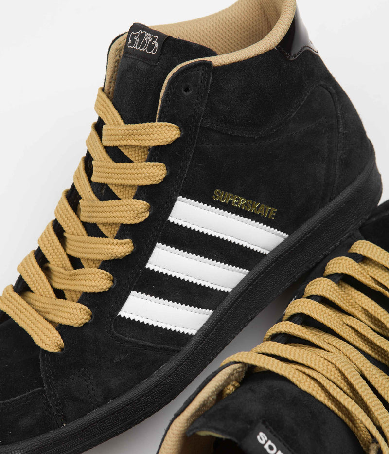 Adidas x Sneeze Superskate Shoes in Core Black and FTWR White / Golden Beige