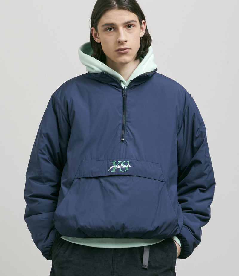 Yardsale Reversible Half-Zip Puffer Jacket in Navy and Black