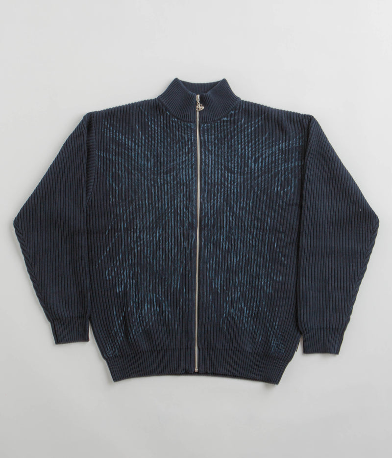 Yardsale Ripper Knit Zip Sweatshirt in Navy
