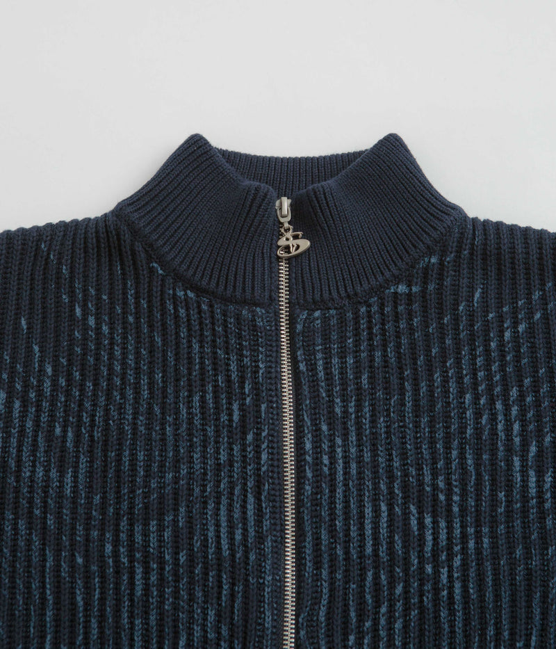 Yardsale Ripper Knit Zip Sweatshirt in Navy