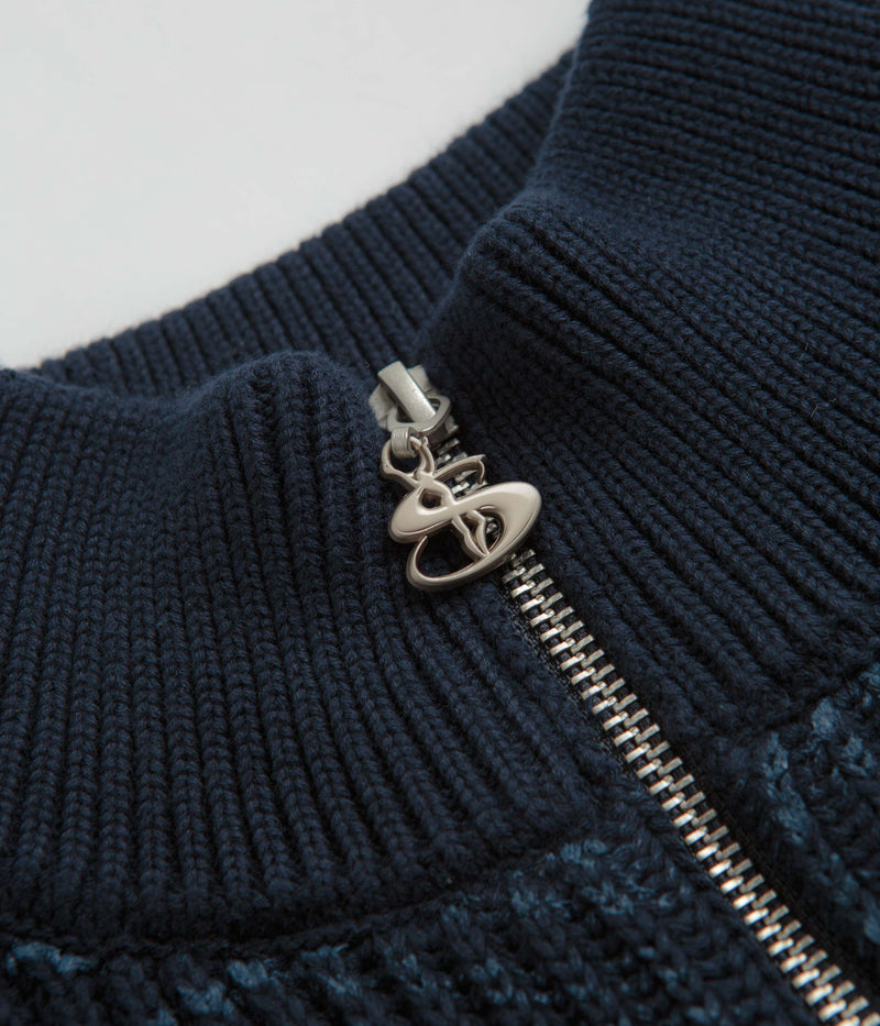 Yardsale Ripper Knit Zip Sweatshirt in Navy
