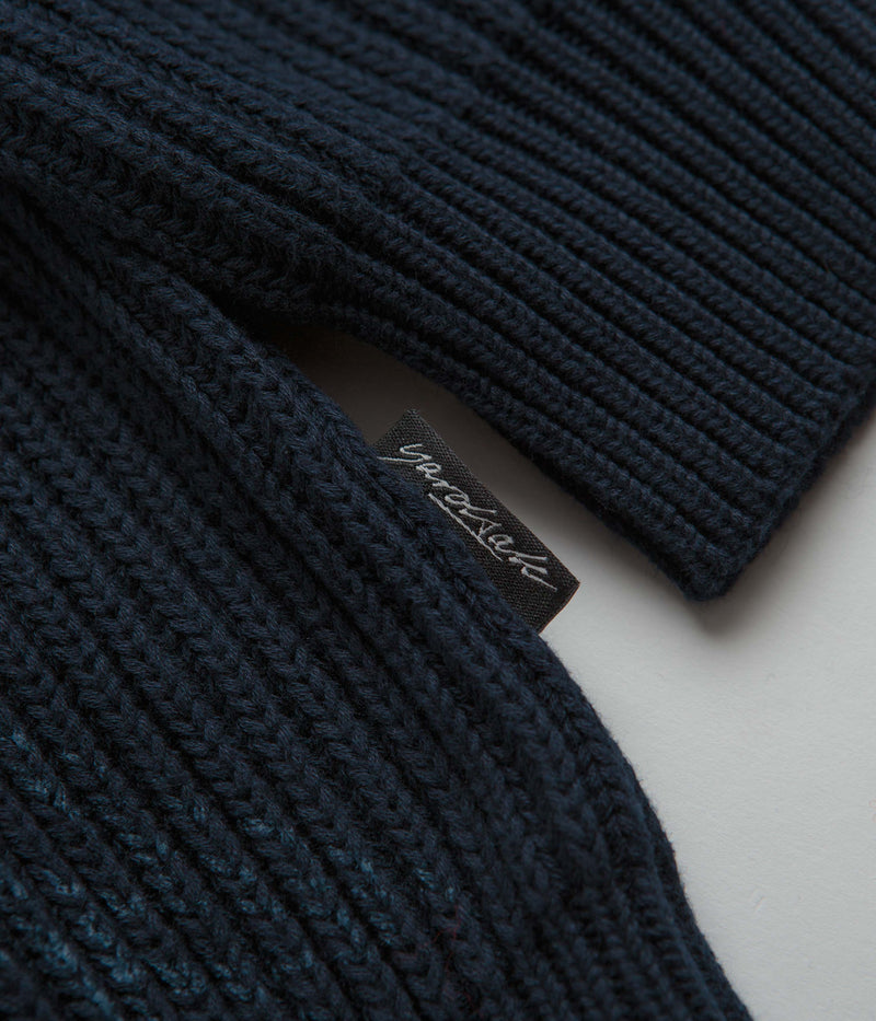 Yardsale Ripper Knit Zip Sweatshirt in Navy