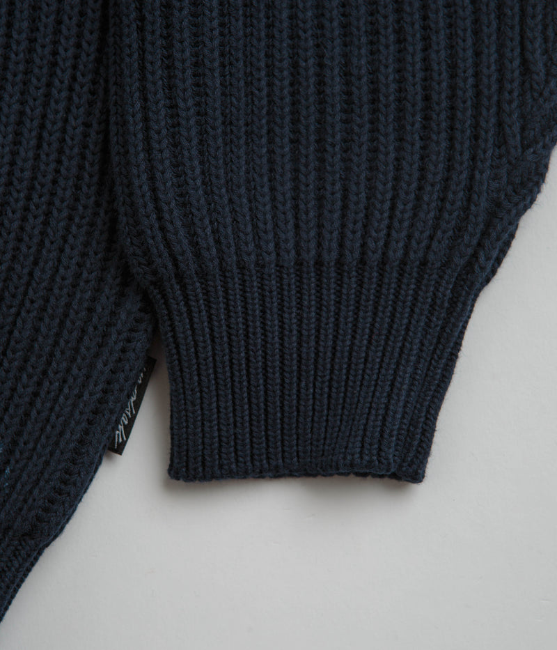 Yardsale Ripper Knit Zip Sweatshirt in Navy