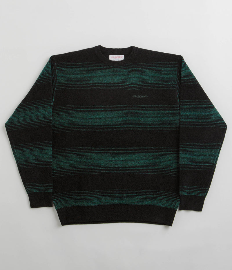 Yardsale Ripple Chenille Crewneck Sweatshirt in Green and Black