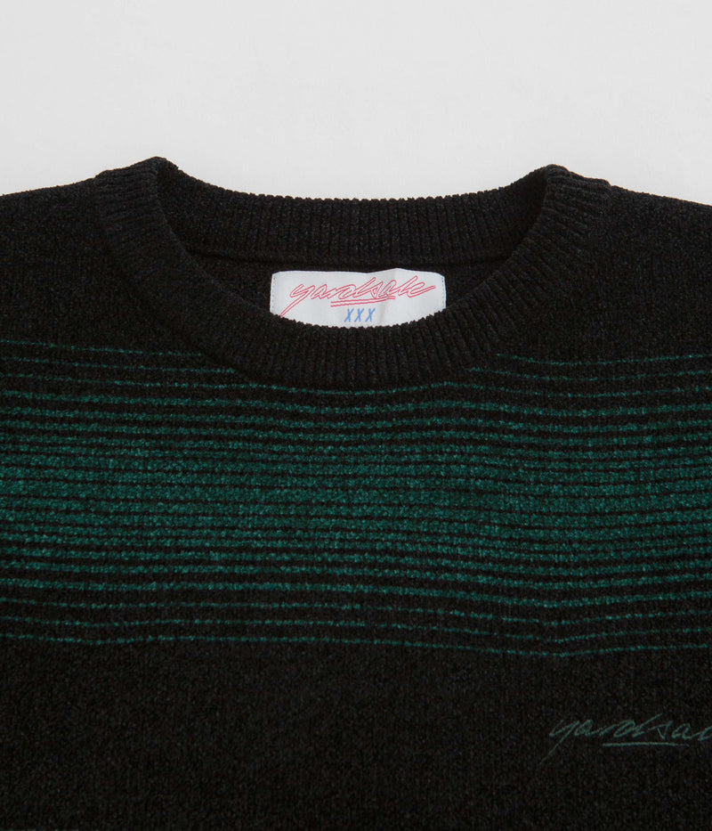 Yardsale Ripple Chenille Crewneck Sweatshirt in Green and Black