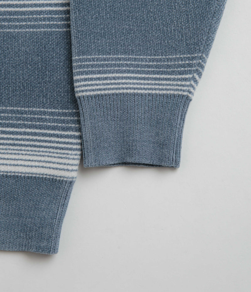 Yardsale Ripple Chenille Crewneck Sweatshirt in White and Blue