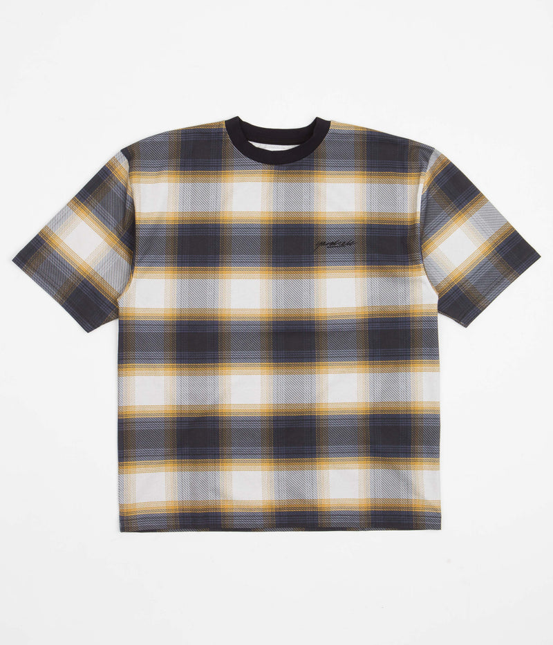 Yardsale Shadow Plaid T-Shirt in Black and Gold