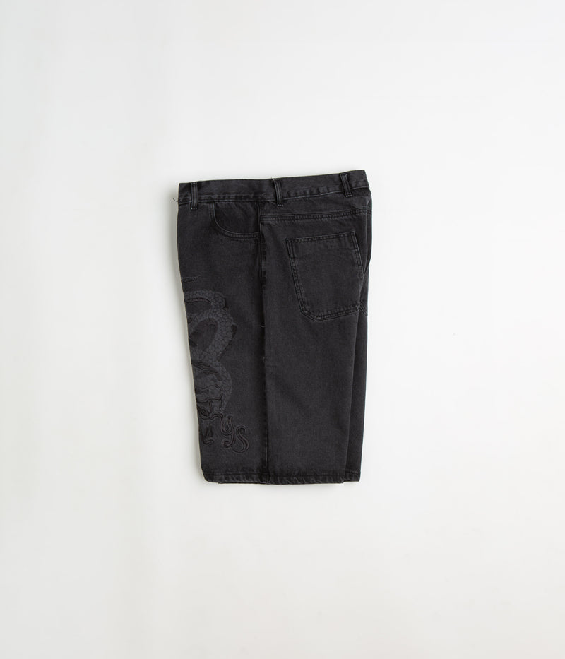 Yardsale Snake Denim Shorts in Black