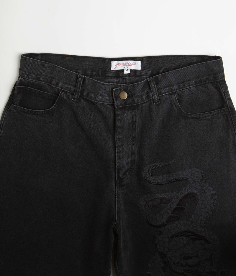 Yardsale Snake Denim Shorts in Black